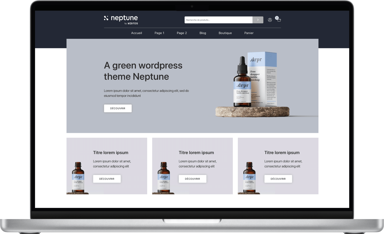 Neptune theme website mockup