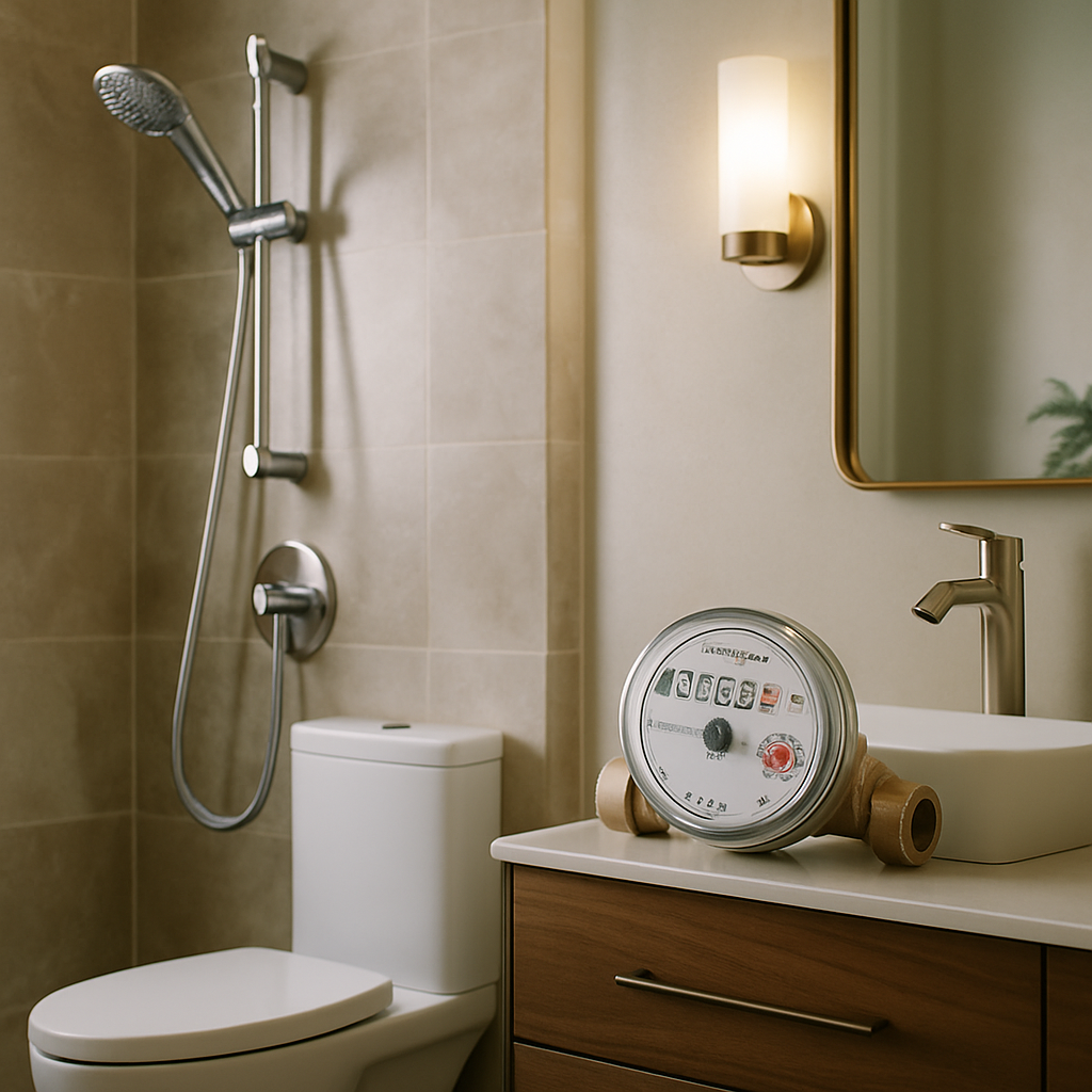 An elegant, water-efficient bathroom design showcasing sustainability without sacrificing luxury.